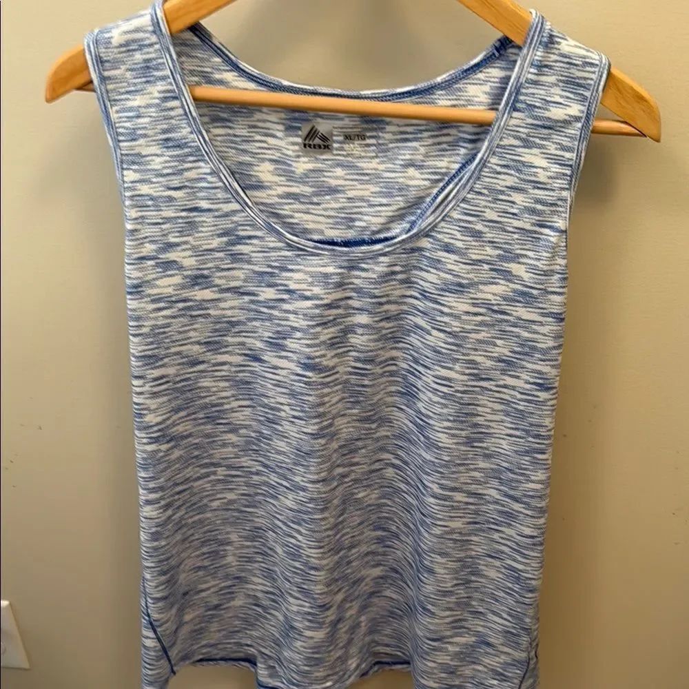 RBX White and Blue Tank Top with Moisture-Wicking Fabric